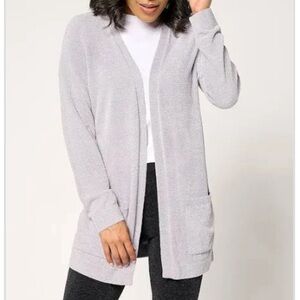 Barefoot Dreams CozyChic Ultra Lite Cardigan Size Medium Lilac Grey New